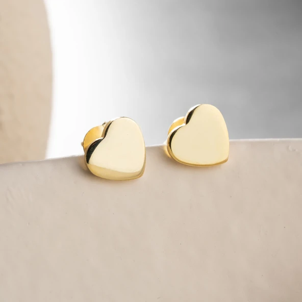 925 Ayar Gümüş Minimal Kalp Küpe ürün görseli 1