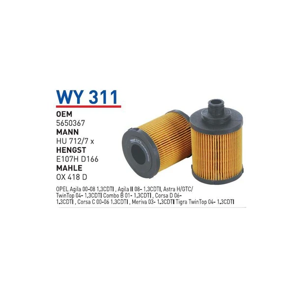 Wy311 Oem 5650367 Fiat albea doblo 1.3 jtd Otomobil yağ filtre oil filter ürün görseli 1