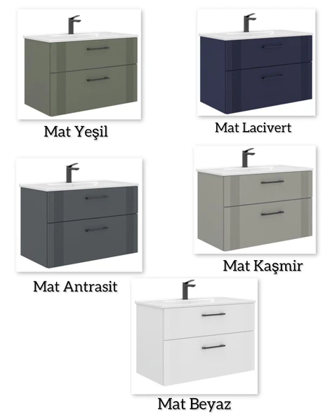 Orka Bari 65 cm Mat Yeşil LED'li Aynalı Banyo Dolabı Takımı ve Boy Dolabı - Resim 4