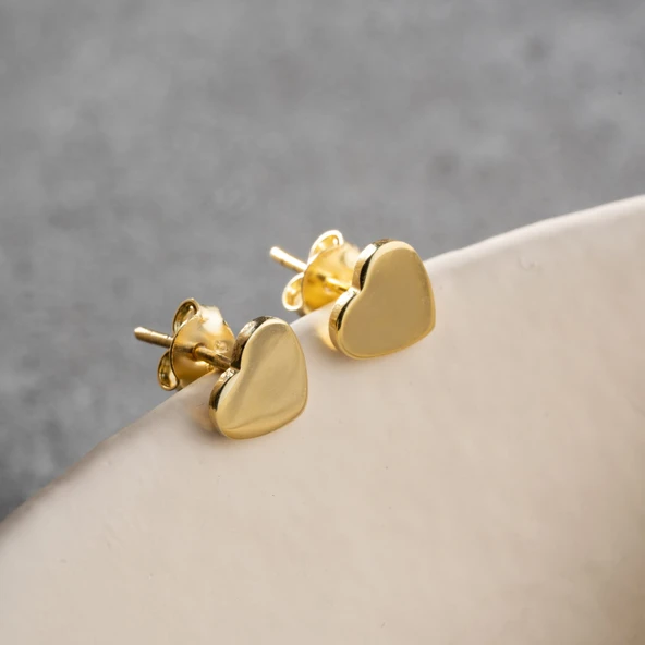 925 Ayar Gümüş Minimal Kalp Küpe - Resim 6