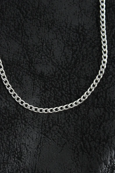 pilelistore 316L Çelik İnce Klasik Zincir Model Gümüş Renk Erkek Kolye - TJ-ERK1397 - 2