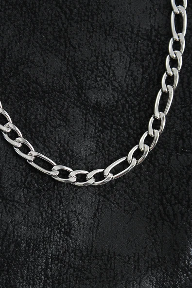 pilelistore 316L Çelik Kalın Figaro Zincir Model Gümüş Renk Erkek Kolye - TJ-ERK1394 - Resim 2