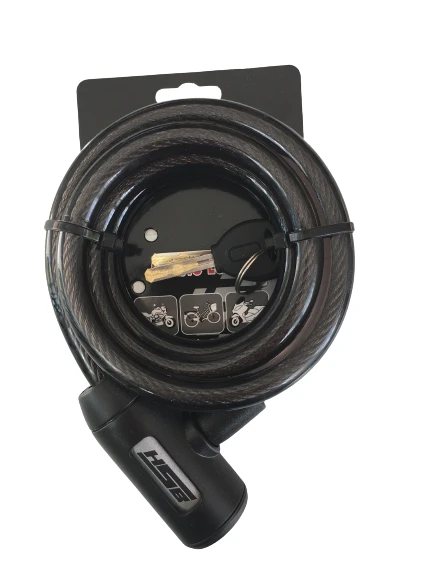 BİSİKLET ÇELİK HALAT KİLİT 12x1500 SİYAH A+++KALİTE KİLİT 1,5 MT ürün görseli 1