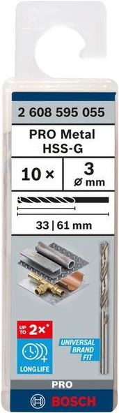 HSS-G Metal Matkap Ucu 3*61 mm 10lu ürün görseli