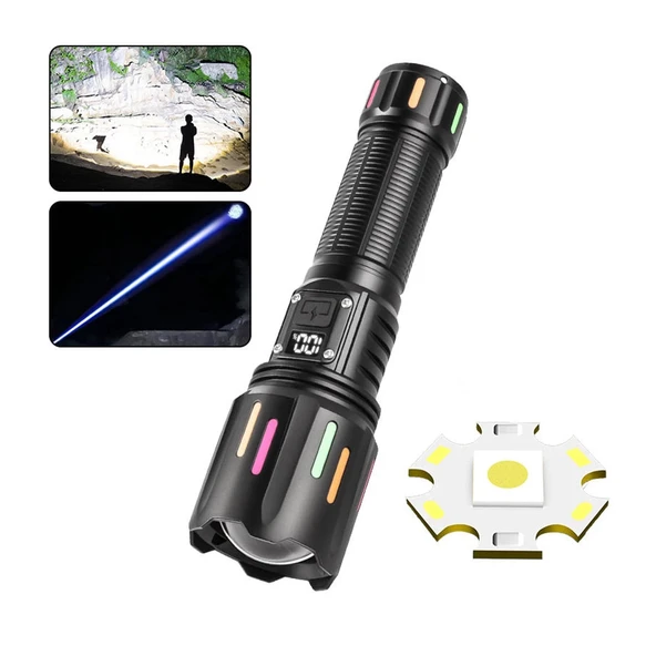 pilelistore 30W Zoomlu Led Powerbank Özellikli Şarjlı Profesyonel El Feneri PS-9954