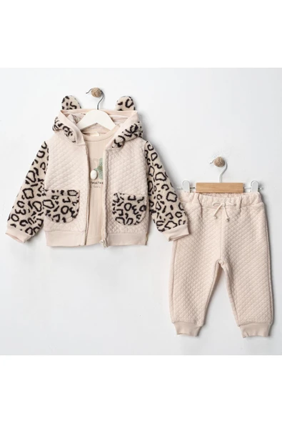 Kız Bebek 3'lü Ceketli Takım VIA-9719 - 2