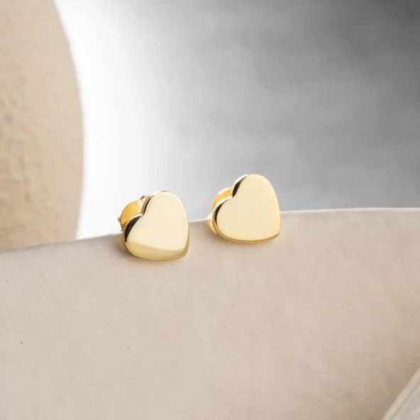 925 Ayar Gümüş Minimal Kalp Küpe - Resim 4