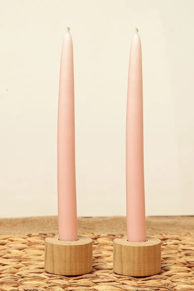Pembe 2'li Şamdan Mumu 25 Cm