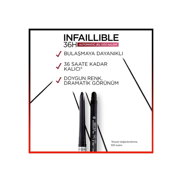 Loreal Paris Infaillible Automatic Jel Göz Kalemi - Yoğun Siyah - Resim 4