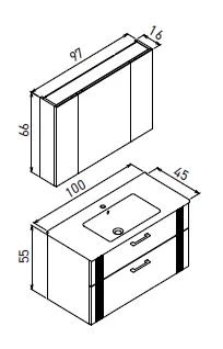 Orka Bari 100 cm Mat Antrasit Banyo Dolabı Alt Modül Lavabo - Resim 3