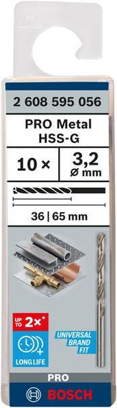 HSS-G Metal Matkap Ucu 3,2*65 mm 10lu ürün görseli