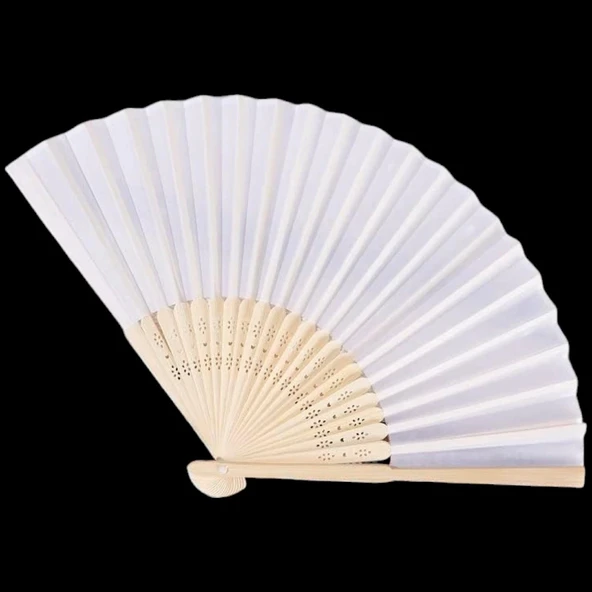 pilelistore Ahşap Beyaz Kağıt Yelpaze