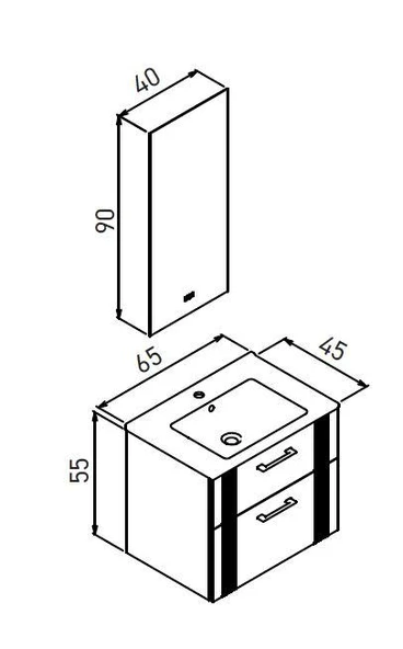 Orka Bari 65 cm Mat Yeşil LED'li Aynalı Banyo Dolabı Takımı - Resim 3
