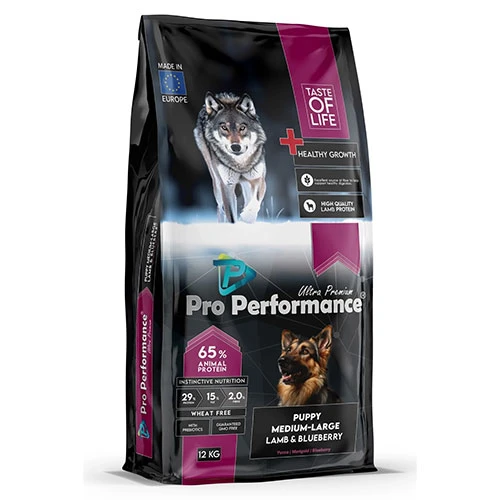 Pro Performance Kuzulu ve Yaban Mersinli Orta ve Büyük Irk Yavru Köpek Maması 12 Kg ürün görseli