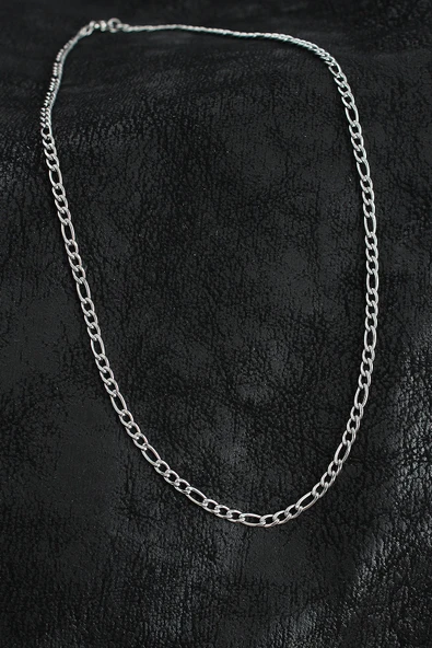 pilelistore 316L Çelik Klasik Figaro Zincir Model Gümüş Renk Erkek Kolye - TJ-ERK1393