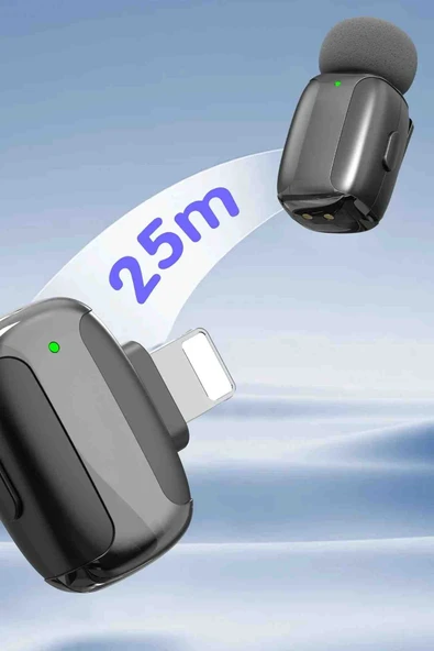 Fuchsia MC16L Lightning Uçlu Gürültü Engelleme Özellikli 2 Adet Kablosuz Dijital Yaka Mikrofonu - Resim 2