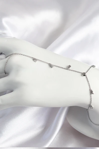 pilelistore Pirinç Zirkon Taşlı Sallantılı Model Gümüş Renk Kadın Şahmeran - TJ-SN700