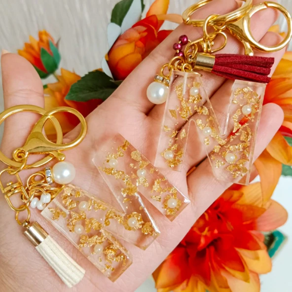 Epoksi Çoklu Silikon Kalıp Düz G Harfi Anahtarlık Reçine Seri Döküm Kalıbı 4 CM 10 Lu - Resim 5