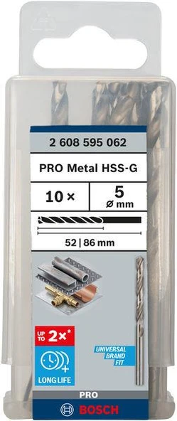 HSS-G Metal Matkap Ucu 5*86 mm 10lu ürün görseli