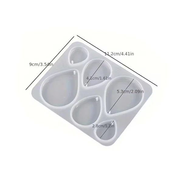 Epoksi Silikon Kalıp Çoklu Anahtarlık Damla Model Delikli Kolye Küpe Kalıbı - 2