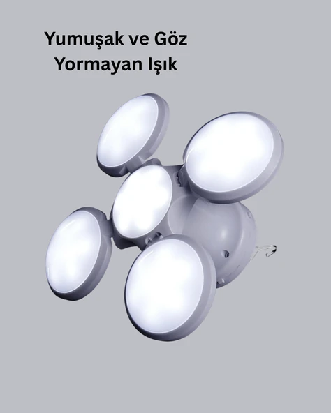 Solar Güneş Enerjili ve USB Şarjlı 5 Kanatlı LED Kamp Lambası - 3