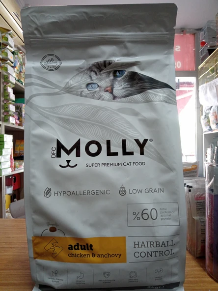 Molly Yetişkin Kedi Kuru Mama Tavuklu ve Hamsili 2 kg+100 GRAM MALT