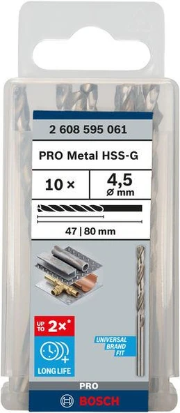 HSS-G Metal Matkap Ucu 4,5*80 mm 10lu ürün görseli