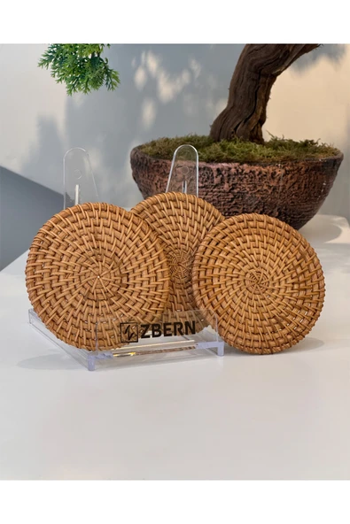 3 ADET 10X10 CM RATTAN MAT - 1