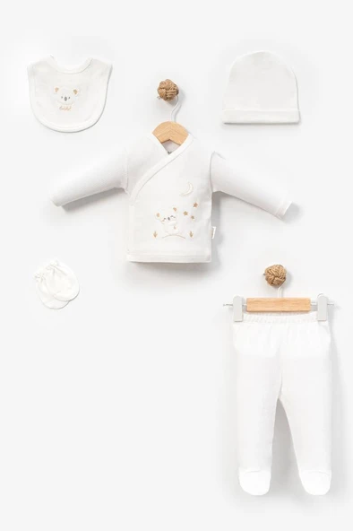 Bebitof %100 Pamuk Sevimli Yavru Koala Desenli 5 Parça Yenidoğan Hastane Çıkışı Zıbın Seti BBTF.EKR.20231 - 2