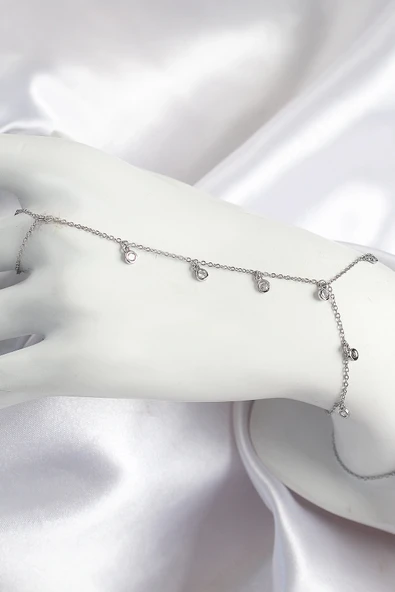 pilelistore Pirinç Zirkon Taşlı Sallantılı Model Gümüş Renk Kadın Şahmeran - TJ-SN696