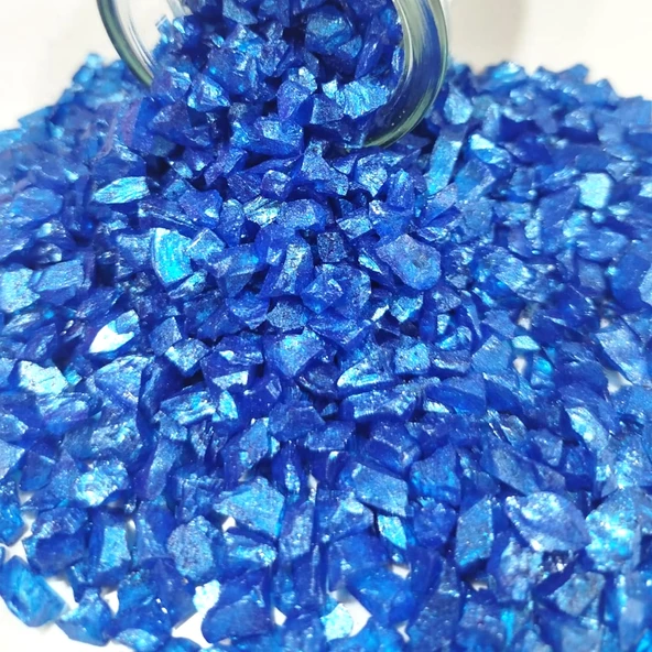 Dekoratif Gerçek Cam Kırığı (4-8 MM Arlığında  50 GR) Saks Mavi ürün görseli
