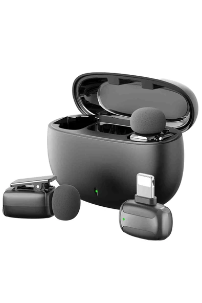 Fuchsia MC16L Lightning Uçlu Gürültü Engelleme Özellikli 2 Adet Kablosuz Dijital Yaka Mikrofonu ürün görseli 1