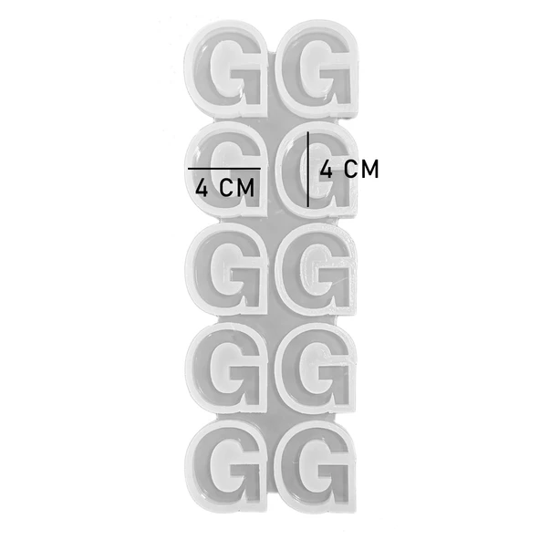 Epoksi Çoklu Silikon Kalıp Düz G Harfi Anahtarlık Reçine Seri Döküm Kalıbı 4 CM 10 Lu - Resim 3