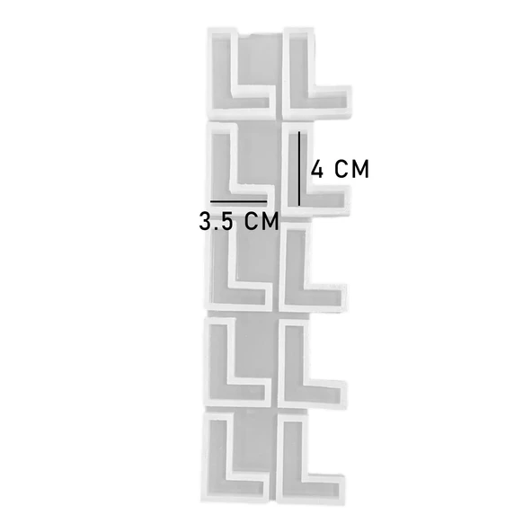 Epoksi Çoklu Silikon Kalıp Düz L Harfi Anahtarlık Reçine Seri Döküm Kalıbı 4 CM 10 Lu - Resim 6