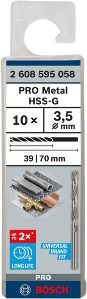 HSS-G Metal Matkap Ucu 3,5*70 mm 10lu ürün görseli