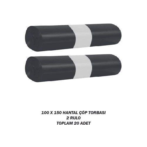 Endüstriyel Hantal Çöp Poşeti 100x150 Siyah 2 Rulo