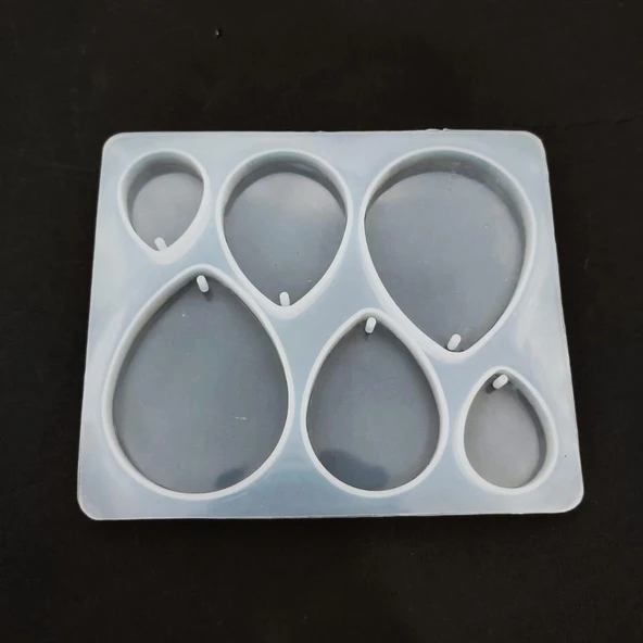 Epoksi Silikon Kalıp Çoklu Anahtarlık Damla Model Delikli Kolye Küpe Kalıbı - 5