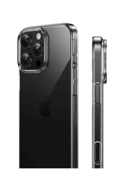 Fuchsia iPhone 15 Pro Uyumlu Crystal Şeffaf Slim Kılıf - Resim 3