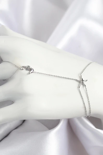 pilelistore Pirinç Zirkon Taşlı Deniz Atı Ve Yıldız Model Gümüş Renk Şahmeran - TJ-SN712