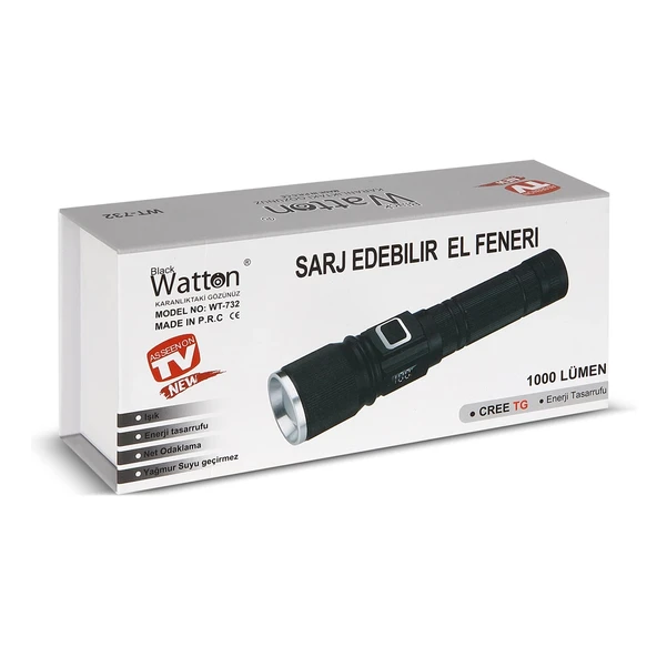 pilelistore Cree TG Led 1000 Lümen Göstergeli Fonksiyonel El Feneri Wt-732 - 3