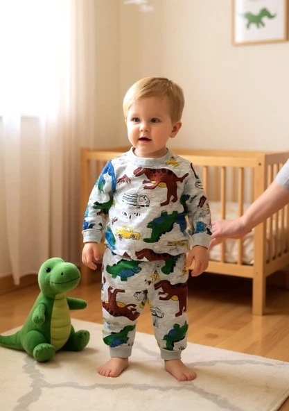 Dinazor Desenli Erkek Bebek Pijama Takım - 2