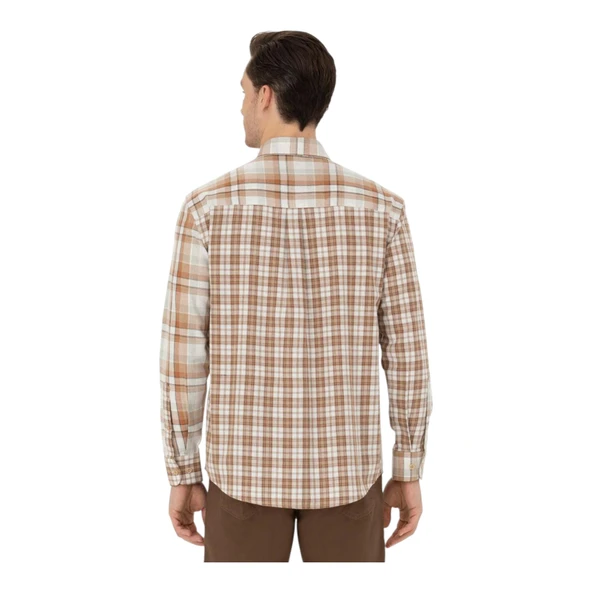 Erkek Kum Uzun Kollu Gömlek - Resim 3