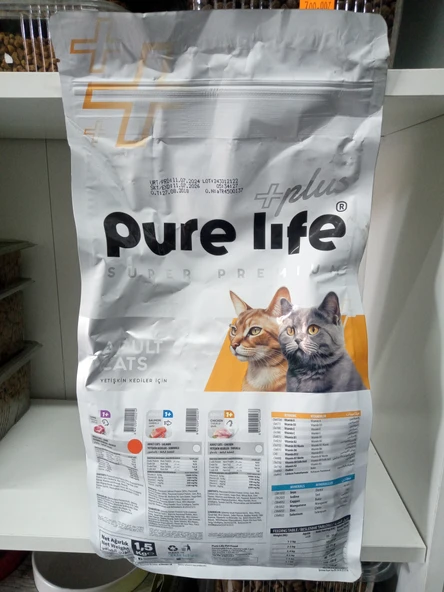 PURE LİFE PLUS Kısırlaştırılmış Kedi Mama Somon Balıklı 1.5kg - 2
