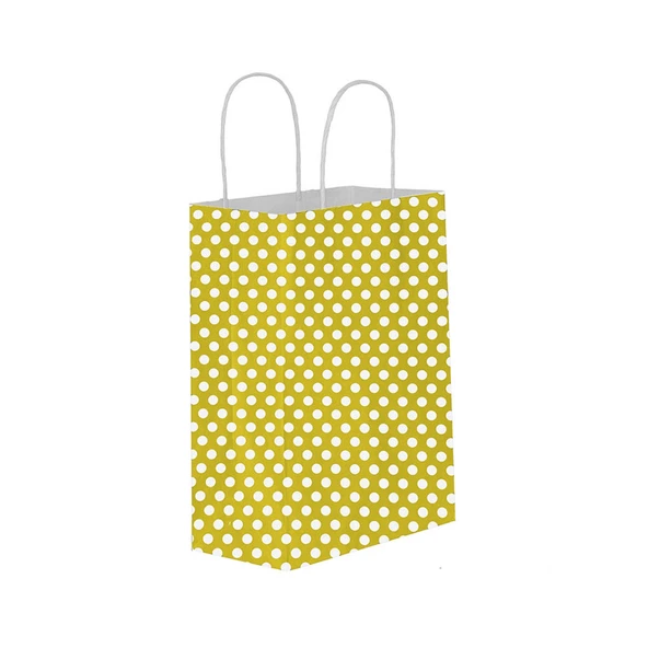 Kağıt Hediye Çantası Puantiyeli Büyük Boy 25X31 CM (25 Adet)  Puantiyeli  Sarı ürün görseli 1