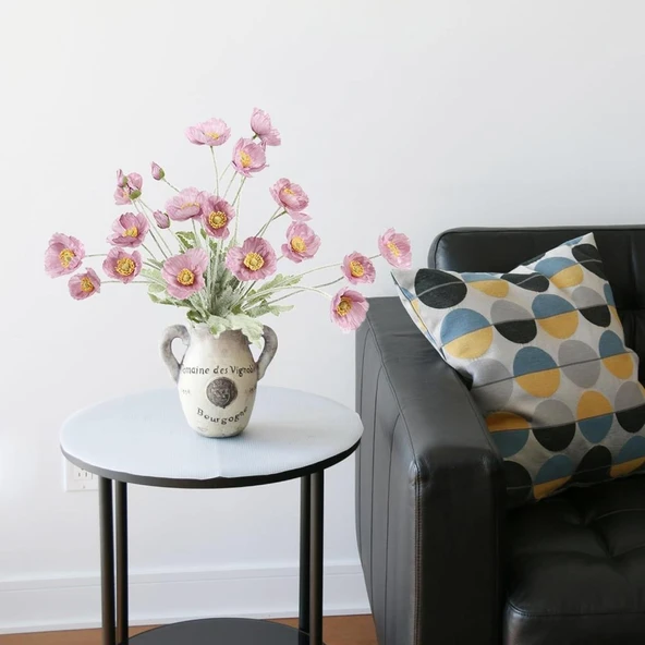 Yapay Çiçek Gelincik Çiçeği Gülkurusu Renk 3 Çiçek 1 Tomurcuk 59Cm - Resim 5