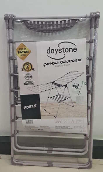 DAYSTONE SEPETLİ KALIN BORULU METAL ÇAMAŞIR KURUTMALIĞI FORTE ( MÜRDÜM ) - Resim 3