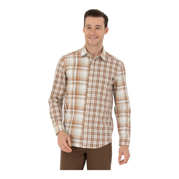 Erkek Kum Uzun Kollu Gömlek - Resim 10