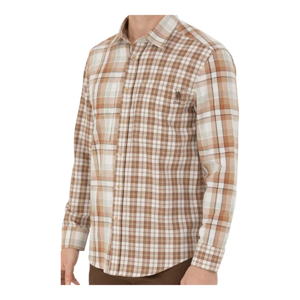 Erkek Kum Uzun Kollu Gömlek - Resim 9