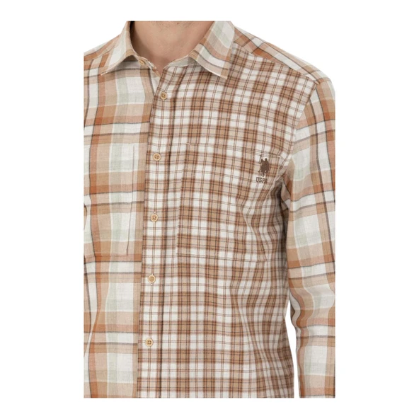 Erkek Kum Uzun Kollu Gömlek - Resim 15