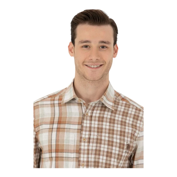 Erkek Kum Uzun Kollu Gömlek - Resim 7